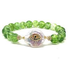 Load image into Gallery viewer, Set Green Peridot & Shell beads