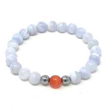 Load image into Gallery viewer, Set Blue Lace & orange Cat's Eye