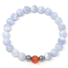 Load image into Gallery viewer, Set Blue Lace & orange Cat's Eye