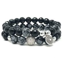 Load image into Gallery viewer, Set Snowflake Obsidian & black Agate