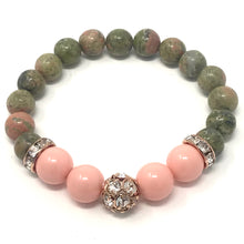Load image into Gallery viewer, Unakite & Swarovski Pearls Jewelry set