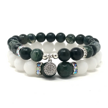 Load image into Gallery viewer, Set Moss Agate & White Jade