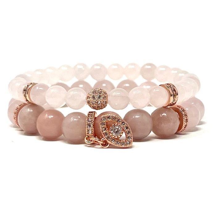 Rose Quartz & Pink Opal set