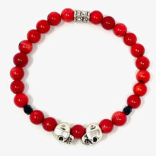Load image into Gallery viewer, red skull bracelet