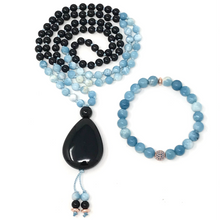 Load image into Gallery viewer, Larimar &amp; Onyx Mala Necklace