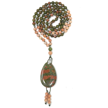 Load image into Gallery viewer, Unakite Mala Necklace