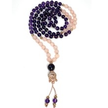 Load image into Gallery viewer, Amethyst &amp; Morganite Mala Necklace