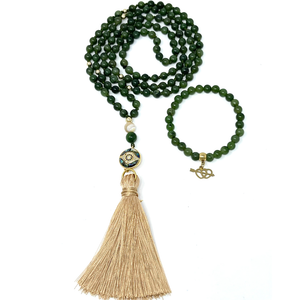 Green Jade Mala Necklace