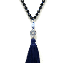 Charger l&#39;image dans la galerie, Obsidian &amp; blue Lace Agate Mala Necklace