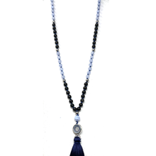 Charger l&#39;image dans la galerie, Obsidian &amp; blue Lace Agate Mala Necklace