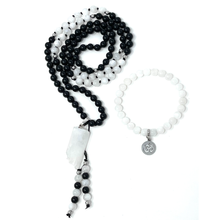Load image into Gallery viewer, Obsidian &amp; moonstone Mala Necklace