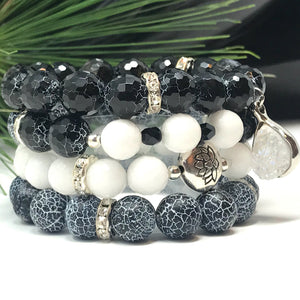 Black Agate & White Jade Jewelry set