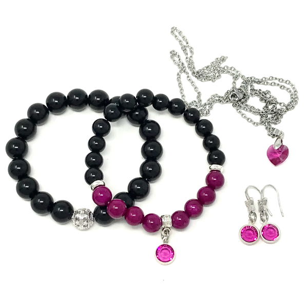 Purple Sugilite & Black Onyx Jewelry set