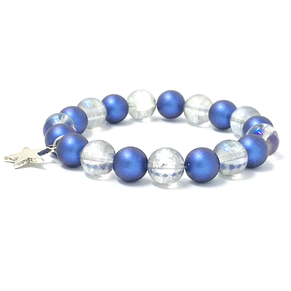 Perlas de Swarovski azules y de cristal