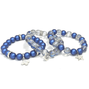 Perlas Swarovski azules con cruz