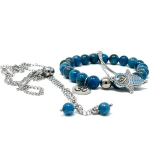 Conjunto de joyas de apatito azul océano 