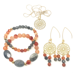 Labradorite & Carnelian Jewelry set
