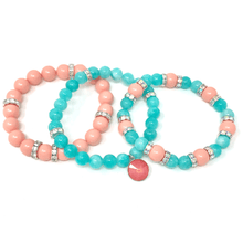 Load image into Gallery viewer, Coral Swarovski Pearls &amp; Amazonite