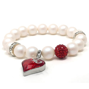 Set White Swarovski Pearls & Red