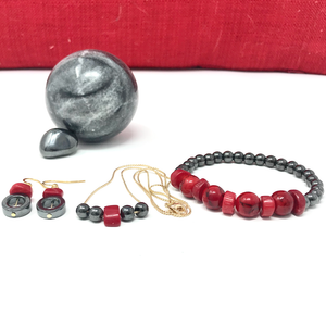 Hematite & Bamboo Jewelry set