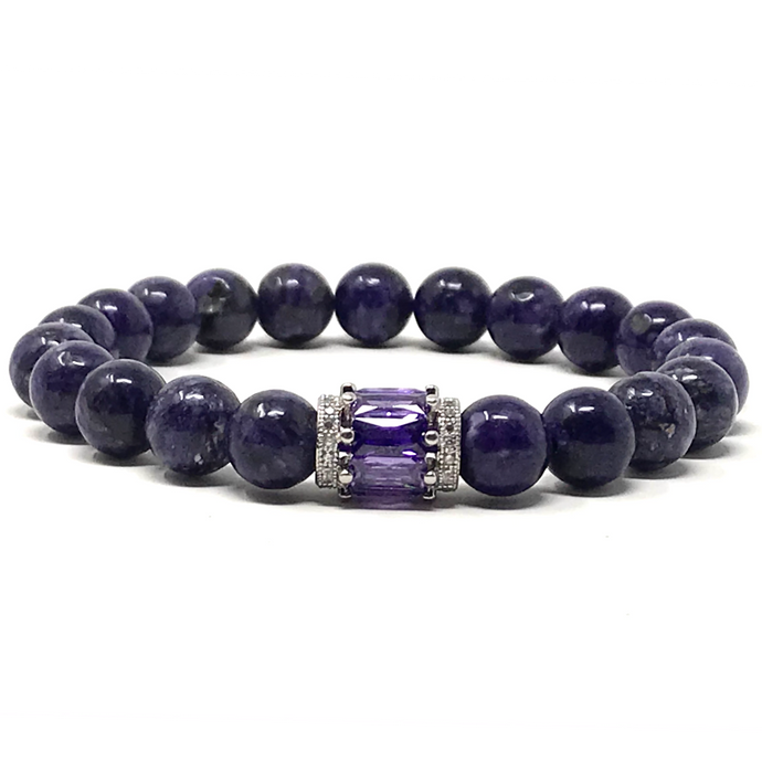 Purple Charoite with crystal bead