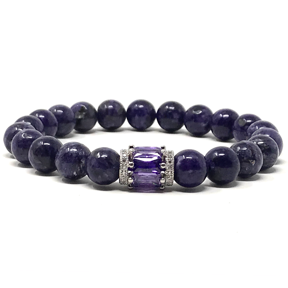 Purple Charoite with crystal bead