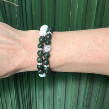 Load image into Gallery viewer, Set green Jade &amp; white Agate