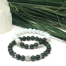 Load image into Gallery viewer, Set green Jade &amp; white Agate