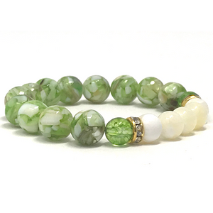 Set Green Peridot & Shell beads