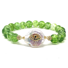 Load image into Gallery viewer, Set Green Peridot &amp; Shell beads