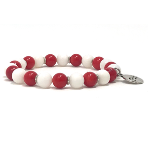 White Tridcana & red beads