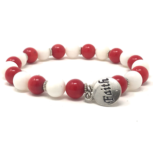 White Tridcana & red beads
